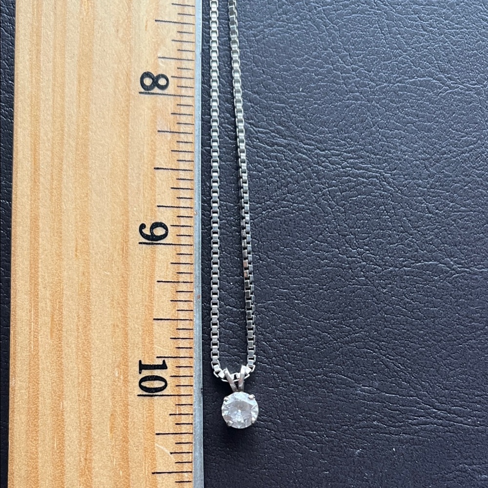 .75 point CZ. Silver Necklace